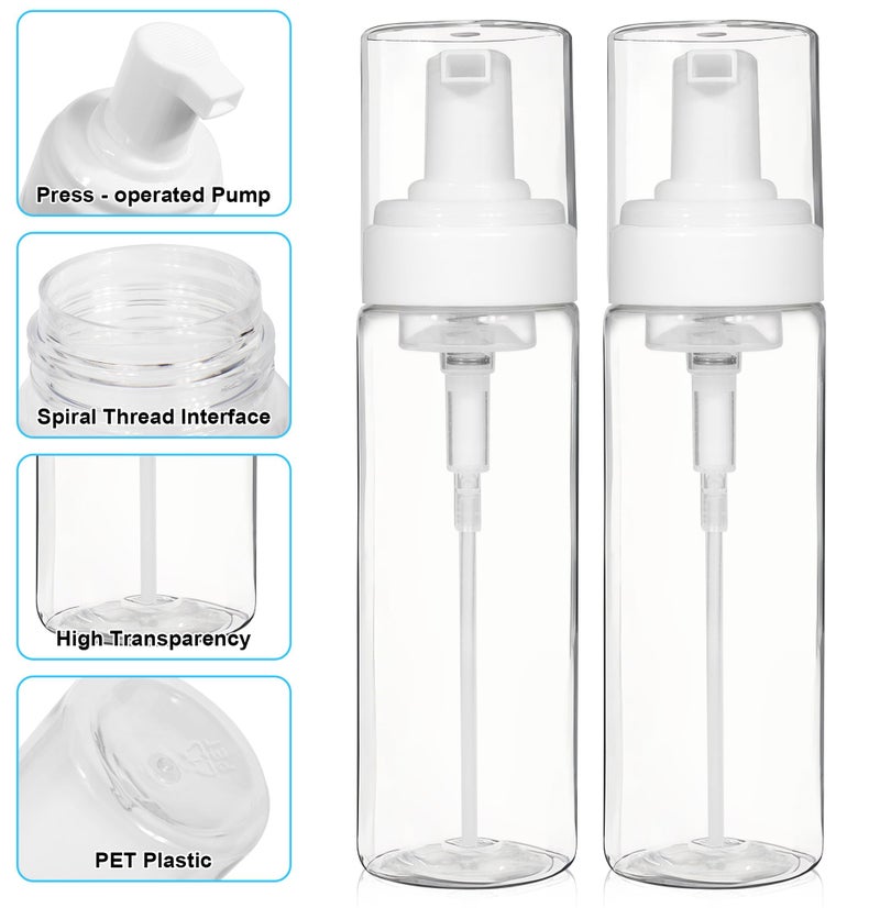 JOLYEAK 2PCS Foam Pump Bottle, Foaming Dispenser Bottle, Foaming Hand Soap Dispensers, Travel Size Foam Spray Bottles for Body Wash, Lash Cleanser, Shampoo, 200 ml/7 OZ - Image 5